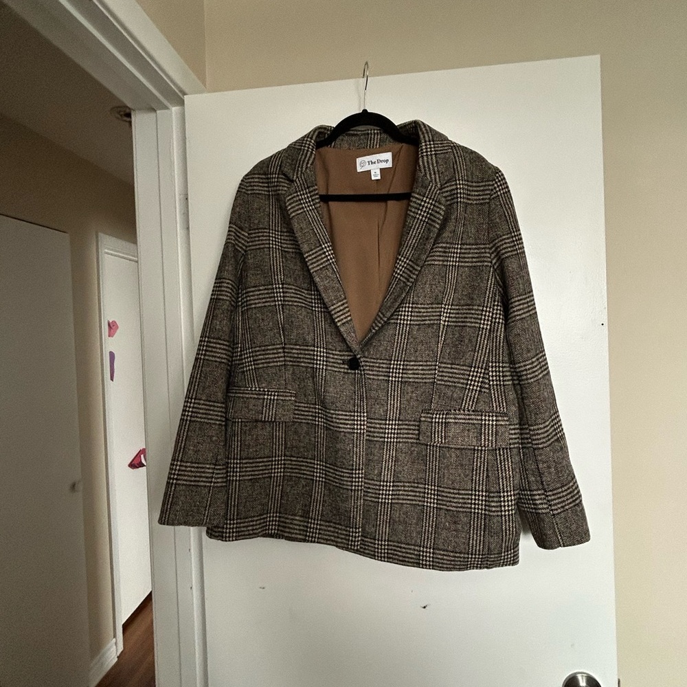 Women's Plaid Blazer - Brown